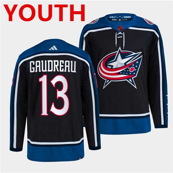 Youth Columbus Blue Jackets #13 Johnny Gaudreau Navy 2022 Reverse Retro Stitched Jersey Dzhi->winnipeg jets->NHL Jersey